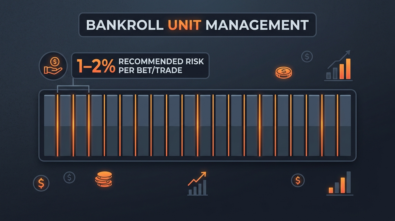 Illustration of unit staking dividing a bankroll into small equal bets