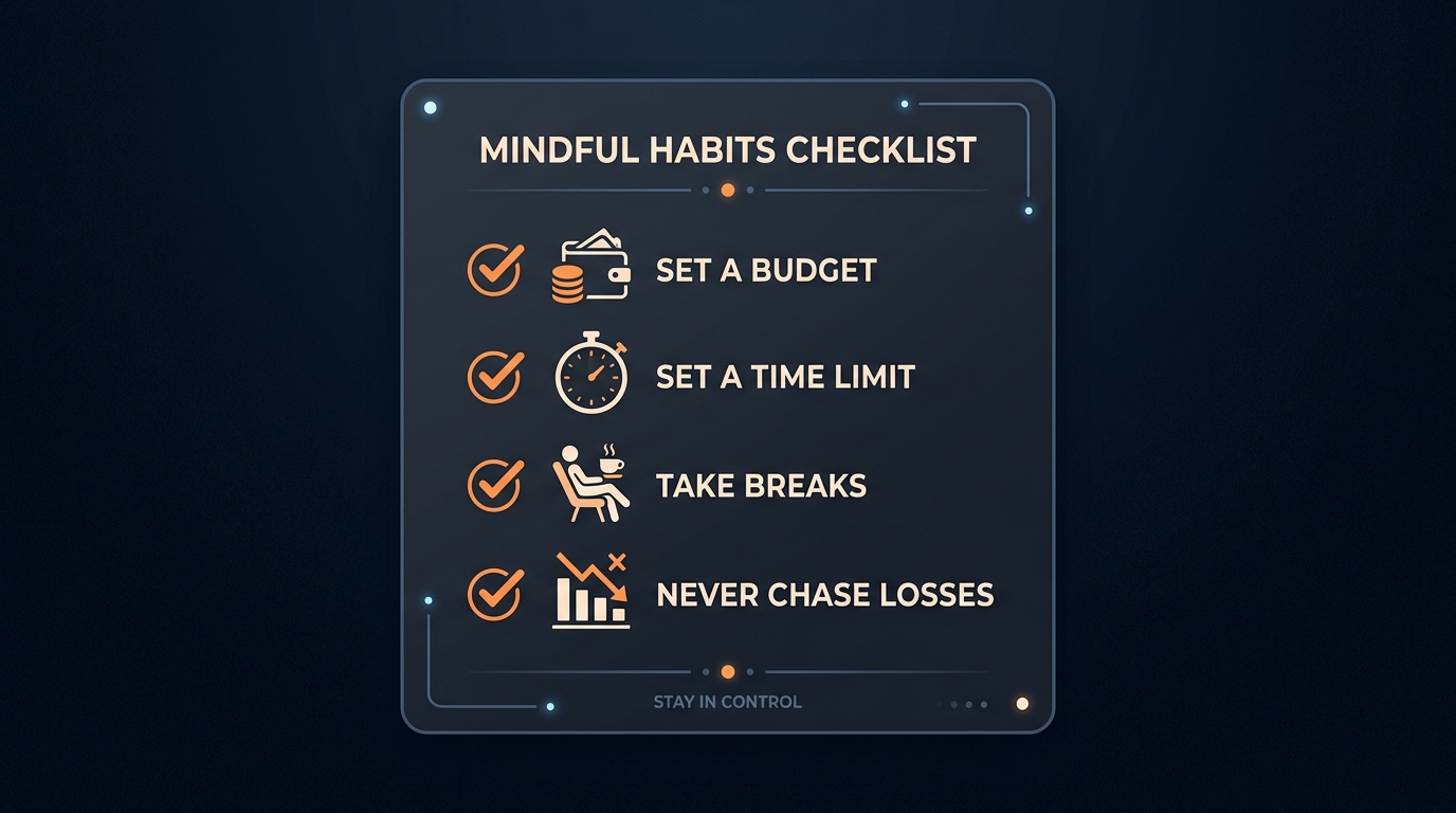 Checklist of healthy betting habits like budget, time limits and breaks