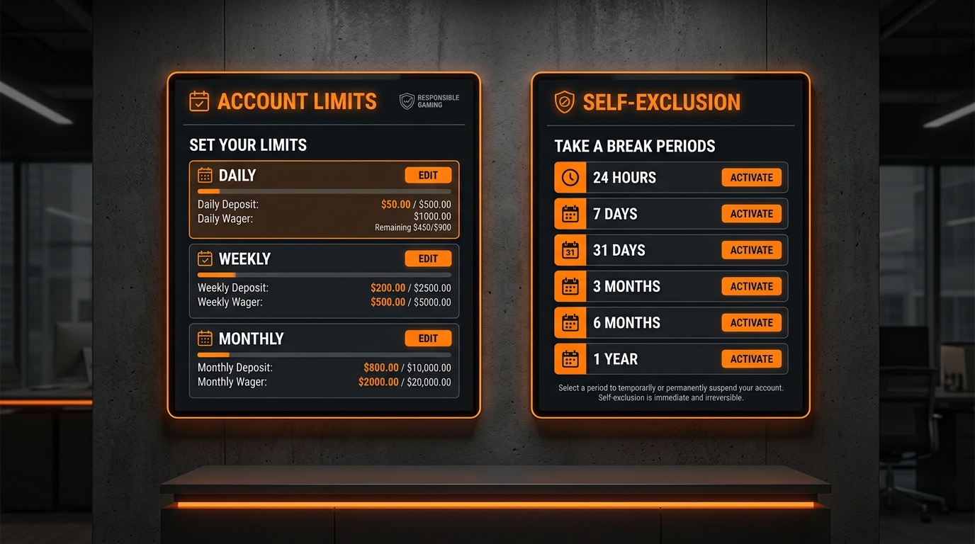 Comparison of deposit limit options and self-exclusion periods