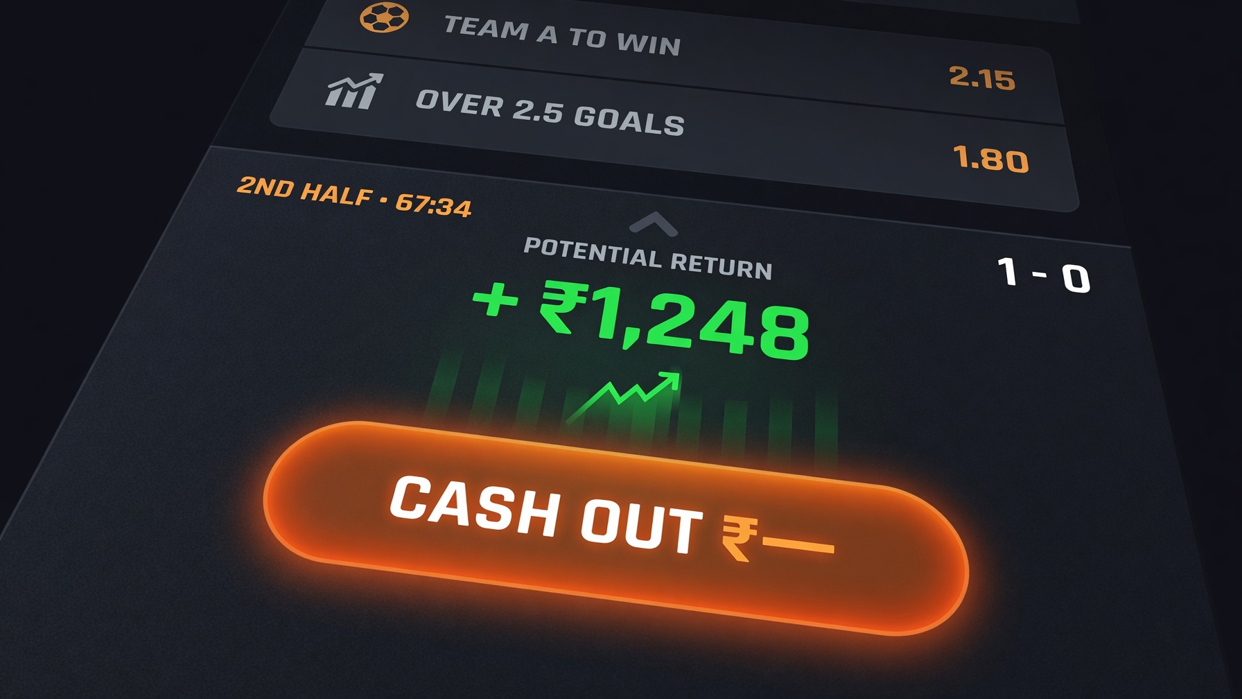 Cash-out button showing a settled return on a live FairPlay cricket bet